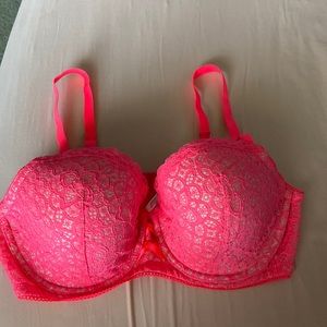 Hot pink bra, flower print, Victoria secret, 38D